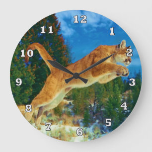 Leaping Mountain Lion Clock (Cougar)