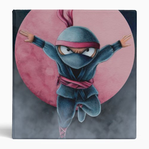 Leaping Ninja Red Moon  3 Ring Binder