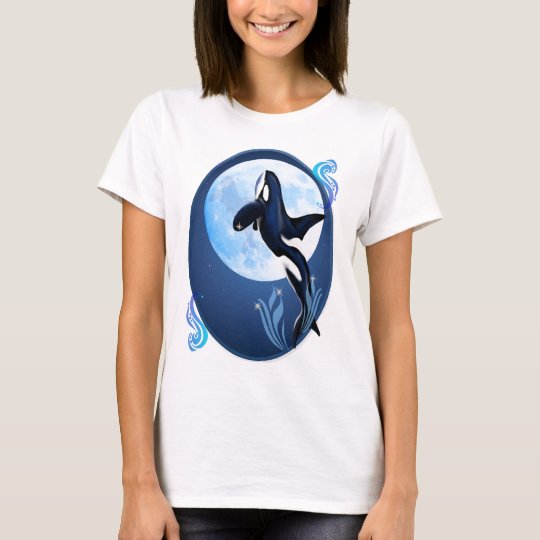 Leaping Orca and Moon Oval Shirt