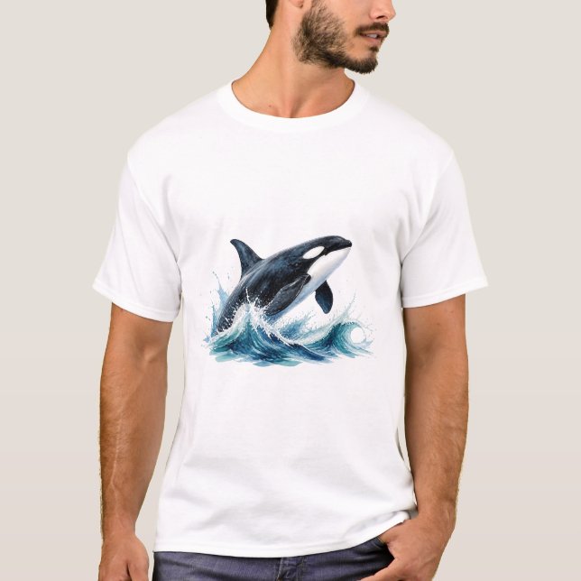 Leaping Orca in Splash T-Shirt (Front)