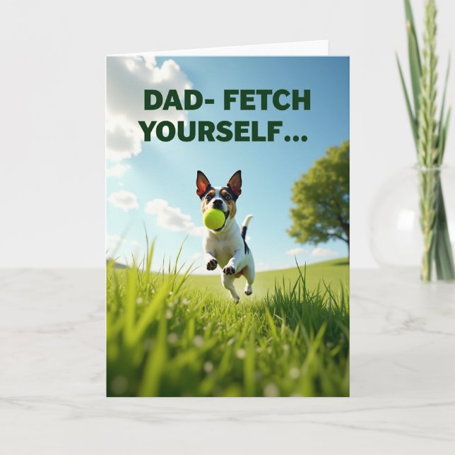 Leaping Pup Sweet Fathers Day Card (Front)