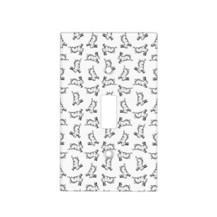 Leaping Rabbit Cute Vintage Art CUSTOM BG COLOR Light Switch Cover