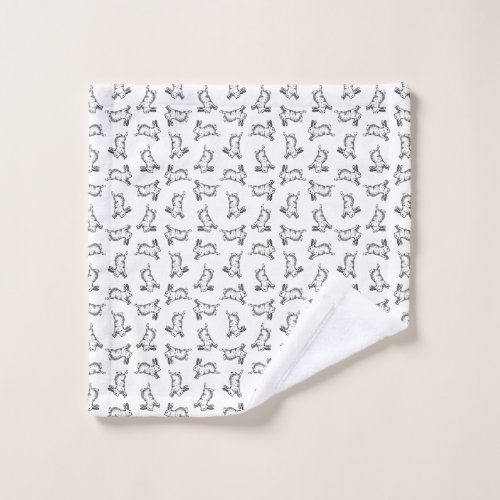 Leaping Rabbit Cute Vintage Art CUSTOM BG COLOR Wash Cloth