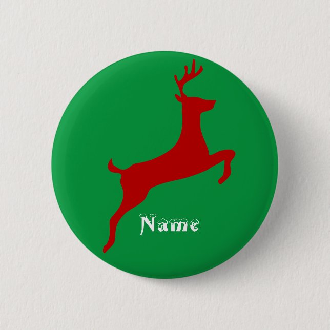 Leaping Red Deer Snowflakes Thunder_Cove Button (Front)