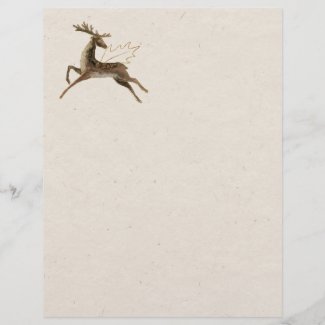 Leaping Reindeer and Golden Holly Letterhead