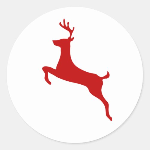 Leaping Reindeer ChristmasClassic Round Sticker