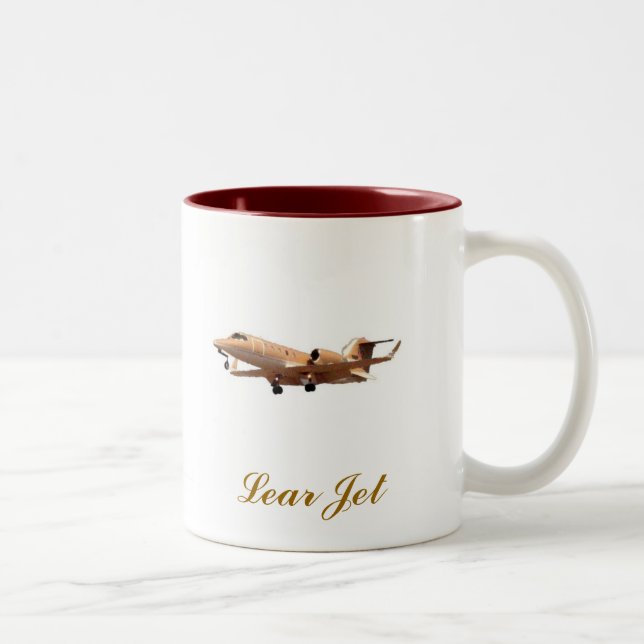 Lear Jet at LAX CLEAN, Lear Jet Two-Tone Coffee Mug (Right)