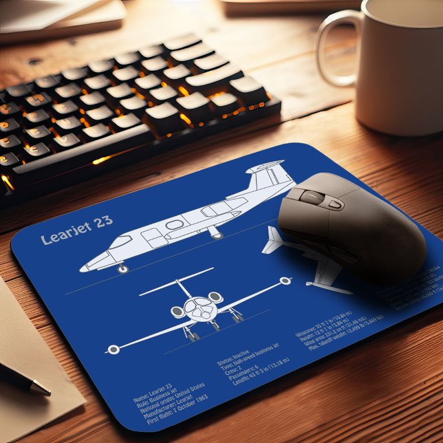 Learjet 23 - Airplane Blueprint Drawing Plans ABD Mouse Pad (Creator Uploaded)