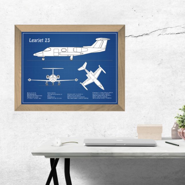 Learjet 23 - Airplane Blueprint Drawing Plans ABD Photo Print (Creator Uploaded)