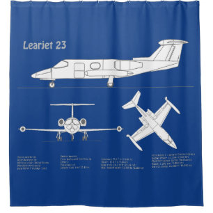 Learjet 23 - Airplane Blueprint Drawing Plans ABD Shower Curtain