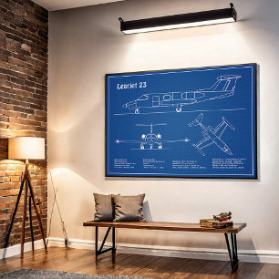 Learjet 23 - Airplane Blueprint Drawing Plans AD Poster