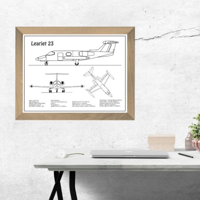 Learjet 23 - Airplane Blueprint Drawing Plans BD Photo Print (Creator Uploaded)