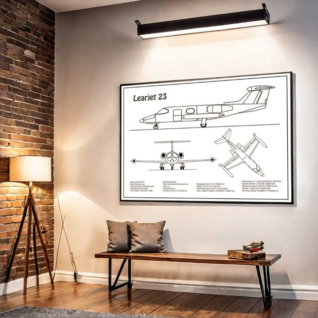 Learjet 23 - Airplane Blueprint Drawing Plans BD Poster (Creator Uploaded)