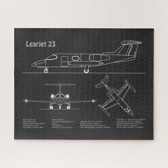 Learjet 23 - Airplane Blueprint Drawing Plans PD Jigsaw Puzzle (Horizontal)