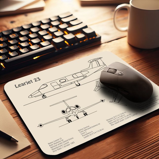 Learjet 23 - Airplane Blueprint Drawing Plans SD Mouse Pad (Creator Uploaded)