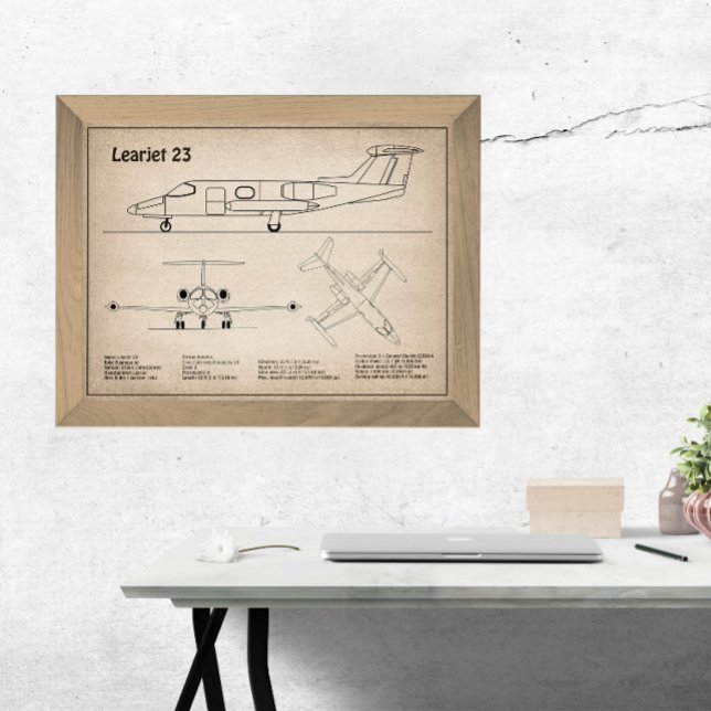 Learjet 23 - Airplane Blueprint Drawing Plans SD Photo Print (Creator Uploaded)