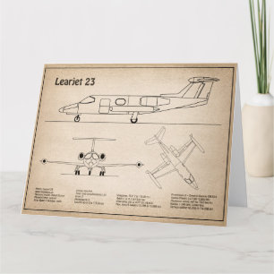 Learjet 23 - Airplane Blueprint Drawing Plans SD Thank You Card