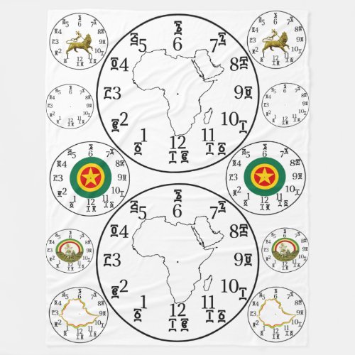 Learn Amharic Numbers  Time Ethiopian Clock Fleece Blanket