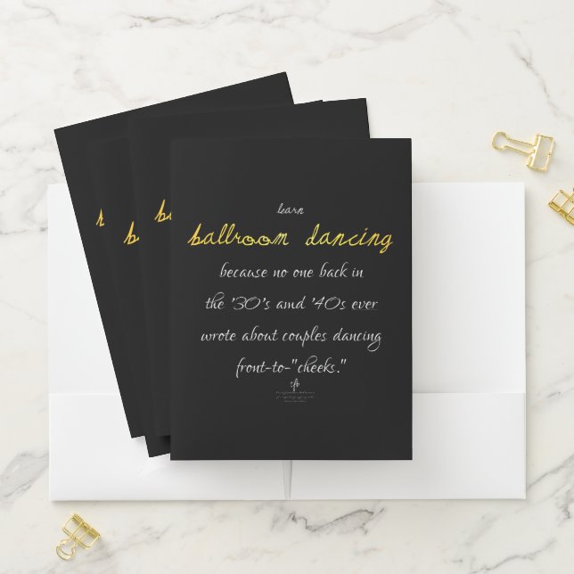 Learn Ballroom Dancing Golden Brass Pocket Folder (In Situ)