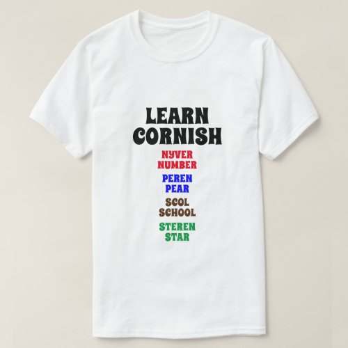 Learn Cornish _ Number Pear School Star T_Shirt