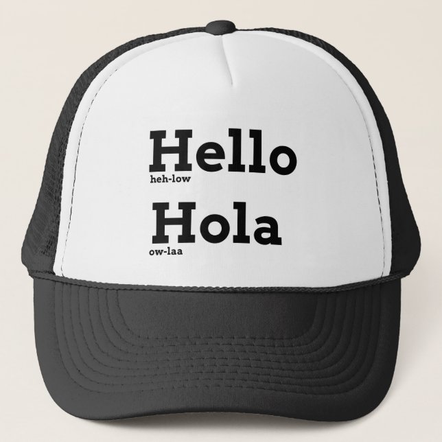 Learn English & Spanish Language Exchange Learner Trucker Hat (Front)