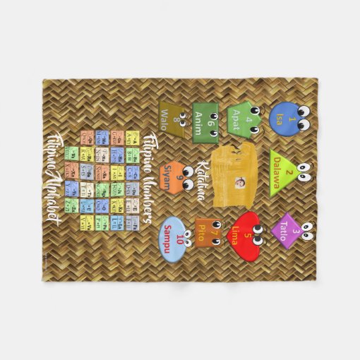 Learn Filipino Alphabet and Numbers "banig style" Fleece Blanket Zazzle