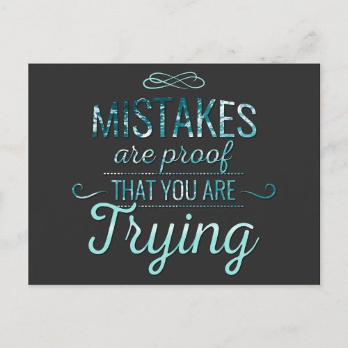 Learn from mistakes motivational typography quote postcard