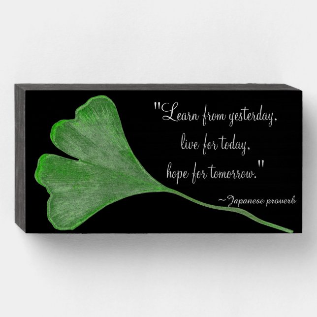 Learn from Yesterday Proverb Wood Box Sign Plaque (Front Horizontal)