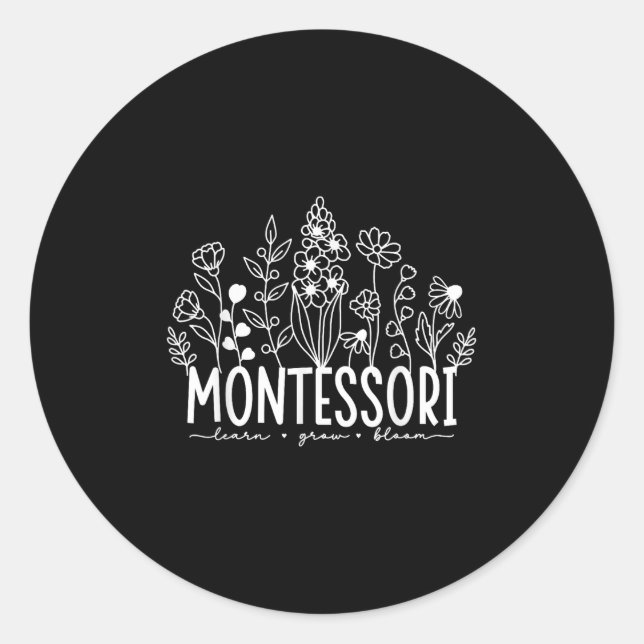 Learn Grow Bloom Wildflowers Appreciation Montesso Classic Round Sticker (Front)