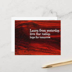 "Learn, live, hope" Inspirational Quote Postcard