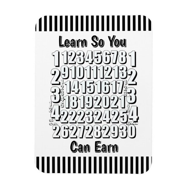 Learn So You Can Earn Numbers Refrigerator  Magnet (Vertical)