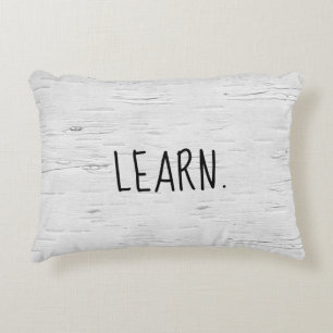 LEARN Text On Birch Tree Accent Pillow