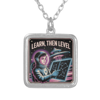 Learn, Then Level Silver Plated Necklace
