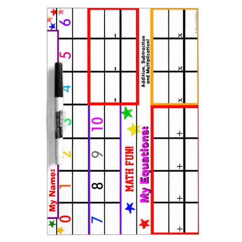 Learn to Count Math NAME Medium Dry Erase Board