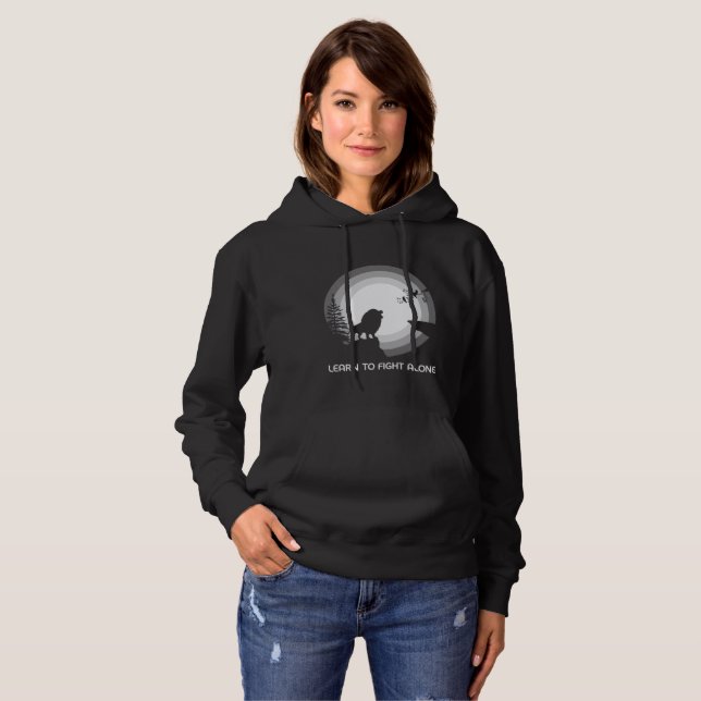 Learn to Fight Alone – Lion Under Moonlight Hoodie (Front Full)