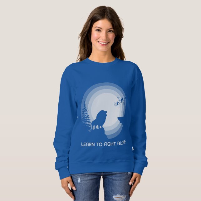 Learn to Fight Alone – Lion Under Moonlight Sweatshirt (Front Full)