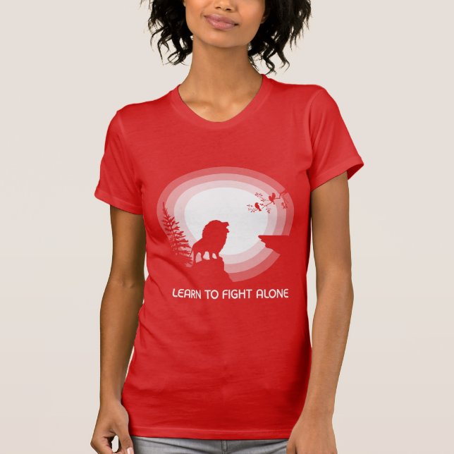 Learn to Fight Alone – Lion Under Moonlight T-Shirt (Front)