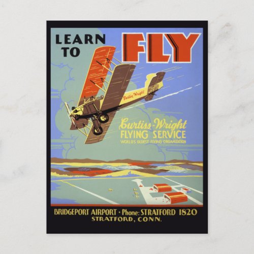 Learn to fly Curtiss_Wright Flying Service Postcard