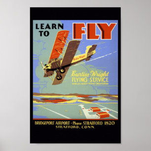 Learn to fly Curtiss-Wright Flying Service Poster
