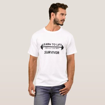 Learn to Lift Mens Bootcamp - Survivor White T-Shirt Learn to Lift Mens Bootcamp - Survivor White T-Shirt