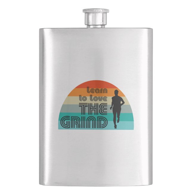 Learn To Love The Grind Running Retro Flask (Front)
