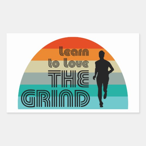 Learn To Love The Grind Running Retro Rectangular Sticker