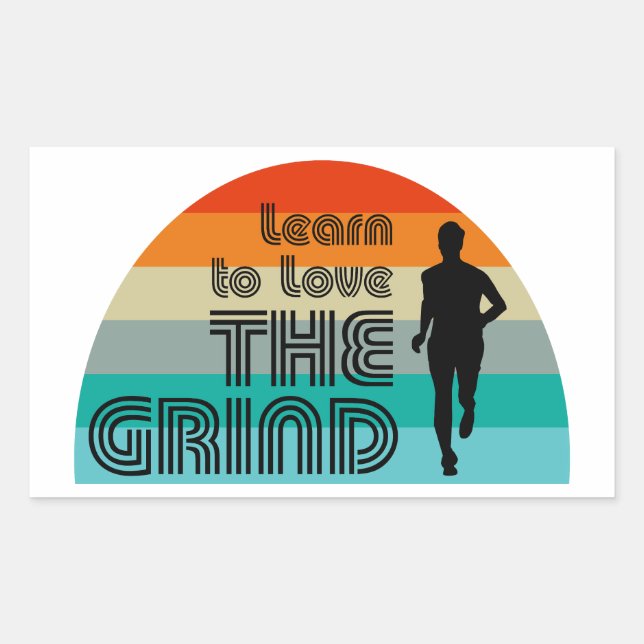 Learn To Love The Grind Running Retro Rectangular Sticker (Front)