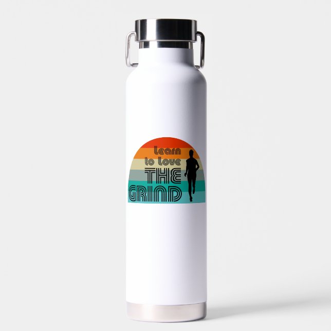 Learn To Love The Grind Running Retro Water Bottle (Front)
