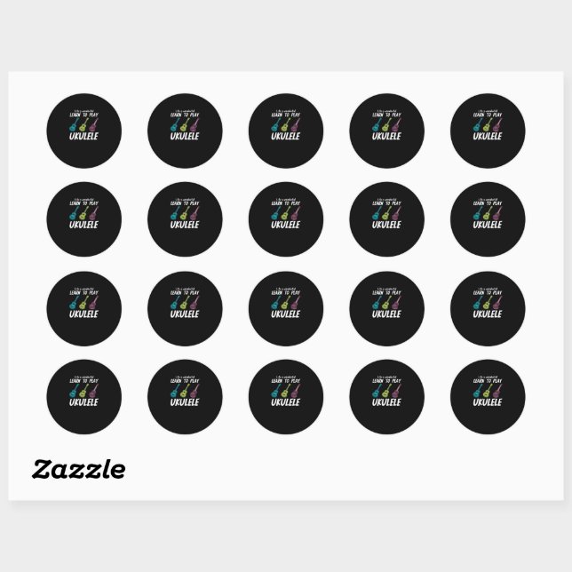 Learn to play Ukulele Classic Round Sticker (Sheet)