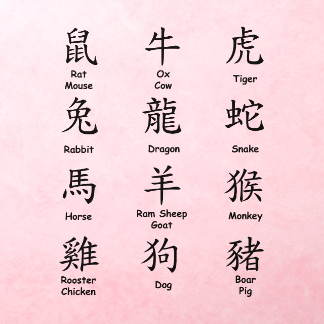 Learn to Read Chinese with Zodiac Animals Black Wall Decal (Insitu 3)