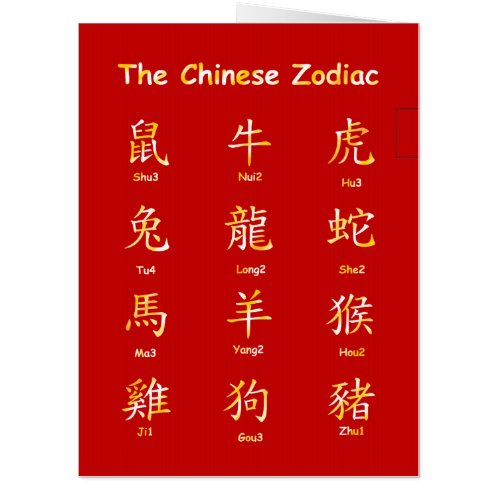 Learn to Read Chinese Zodiac Animals With Pin Yin Card