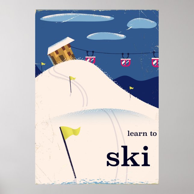 learn to ski vintage cartoon. poster (Front)