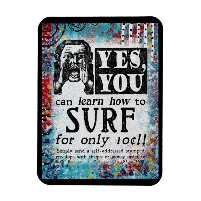 Learn To Surf Magnet - Learn How Vintage Ad