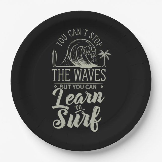 Learn To Surf Paper Plates (Front)